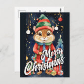 クリスマスミスタントウChipmunkグリーティング ポストカード (正面/裏面)