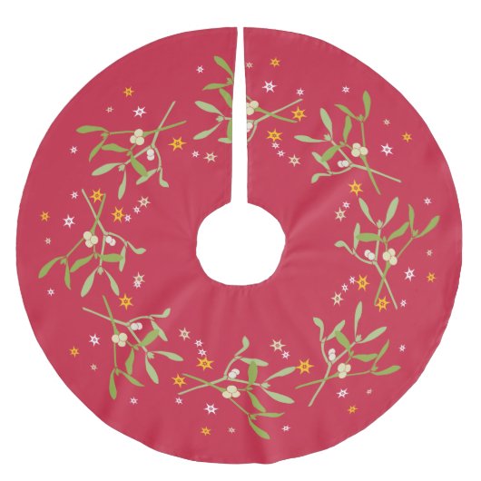 クリスマスミスタントリーレッドグリーンクリスマスツリースカート ブラッシュドポリエステルツリースカート (正面)