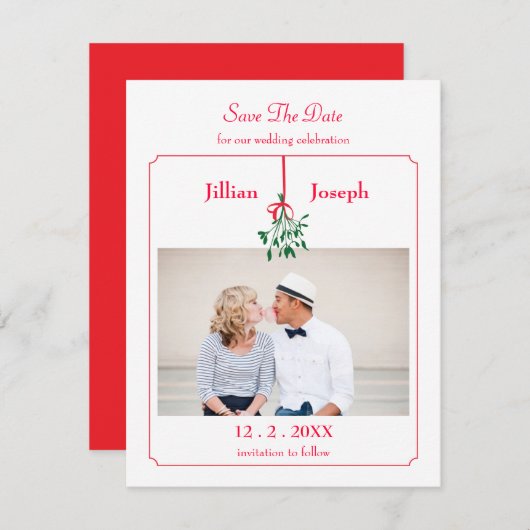 クリスマスミスタントーの写真は日付カードを保存 セーブザデート (正面/裏面)