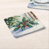 クリスマスミスタントーホリデーウォーター色 スクエアペーパーコースター (アングル)