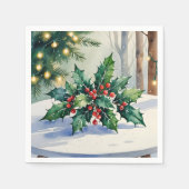クリスマスミスタントーホリデーウォーター色 スタンダードカクテルナプキン (正面)