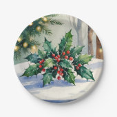 クリスマスミスタントーホリデーウォーター色 ペーパープレート (正面)