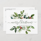 クリスマスミスタントーホリデーグリーティ企業のング ポストカード (正面/裏面)