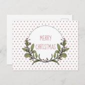 クリスマスミスタントーリースピンクグリーンホリデイ シーズンポストカード (正面/裏面)