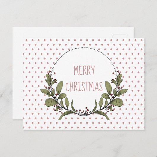 クリスマスミスタントーリースピンクグリーンホリデイ シーズンポストカード (正面/裏面)