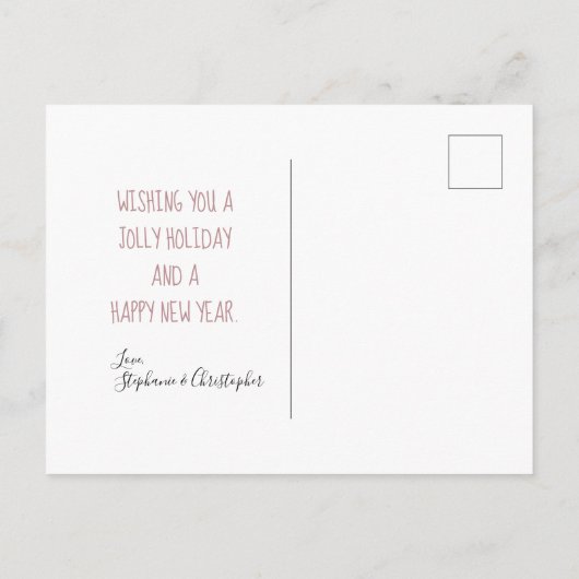 クリスマスミスタントーリースピンクグリーンホリデイ シーズンポストカード (裏面)