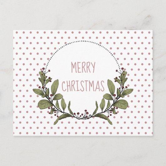 クリスマスミスタントーリースピンクグリーンホリデイ シーズンポストカード (正面)