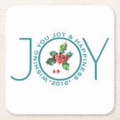クリスマスミスタントー&ジョイ文字テンプレート スクエアペーパーコースター (正面)