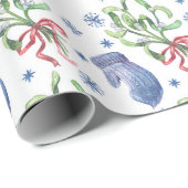 クリスマスミスタントー、雪片、ミトン – 白 ラッピングペーパー (ロールコーナー)