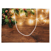 クリスマスミストルートの木の枝 ラスティックなホリデーシーズン ラージペーパーバッグ (裏面)