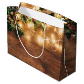 クリスマスミストルートの木の枝 ラスティックなホリデーシーズン ラージペーパーバッグ (裏面アングル)