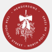 クリスマスミストレトーバウ差出人住所レッド ラウンドシール (正面)