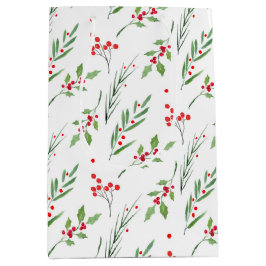 クリスマスミックスドボタニカルパターン媒体抱き枕 ミディアムペーパーバッグ