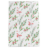 クリスマスミックスドボタニカルパターン媒体抱き枕 ミディアムペーパーバッグ (裏面)