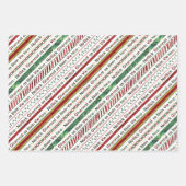 クリスマスミックス – BGタータンチェック、ボーブル、リボン ラッピングペーパーシート (正面3)