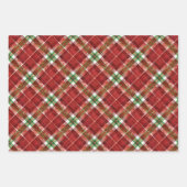 クリスマスミックス – BGタータンチェック、ボーブル、リボン ラッピングペーパーシート (正面2)
