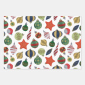 クリスマスミックス – BGタータンチェック、ボーブル、リボン ラッピングペーパーシート (正面)