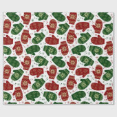 クリスマスミッテンパターンホリデーラッピング ラッピングペーパー (フラット)