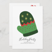 クリスマスミッテンホリデーパーティー招待状 シーズンカード (正面/裏面)