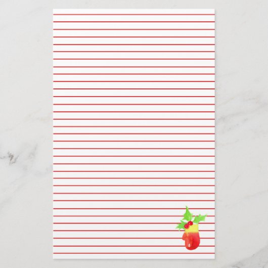 クリスマスミッテンホリーレッドライニング 便箋 (正面)