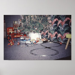 クリスマスミッドセンチュリーツリー&ヴィンテージ玩具 ポスター