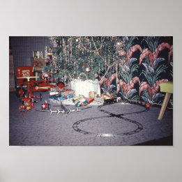 クリスマスミッドセンチュリーツリー&ヴィンテージ玩具 ポスター