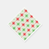 クリスマスミッドセンチュリーレッドグリーン原子スターバスト スタンダードカクテルナプキン (角)