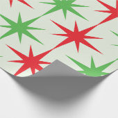 クリスマスミッドセンチュリーレッドグリーン原子スターバスト ラッピングペーパー (角)