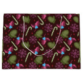 クリスマスミトン、雪、ペパーミントスティック ラージペーパーバッグ (正面)