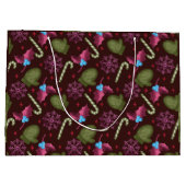 クリスマスミトン、雪、ペパーミントスティック ラージペーパーバッグ (裏面)