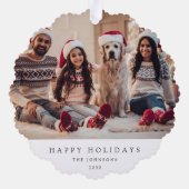 クリスマスミニマルの写真 |ファミリモダンポートレート オーナメントカード (裏面)