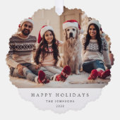 クリスマスミニマルの写真 |ファミリモダンポートレート オーナメントカード (正面)