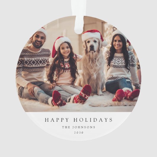 クリスマスミニマルの写真 |ファミリモダンポートレート オーナメント (裏面)