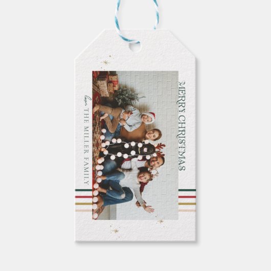 クリスマスミニマルの写真 |ファミリモダンポートレート ギフトタグ (正面)