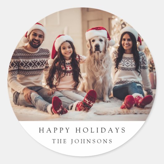 クリスマスミニマルの写真 |ファミリモダンポートレート ラウンドシール (正面)