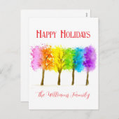 クリスマスミニマルの水彩松の木 シーズンポストカード (正面/裏面)