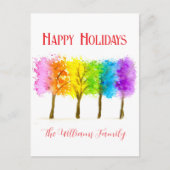 クリスマスミニマルの水彩松の木 シーズンポストカード (正面)
