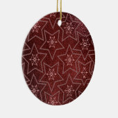 クリスマスミニマルの雪とスターズマルーン セラミックオーナメント (右)