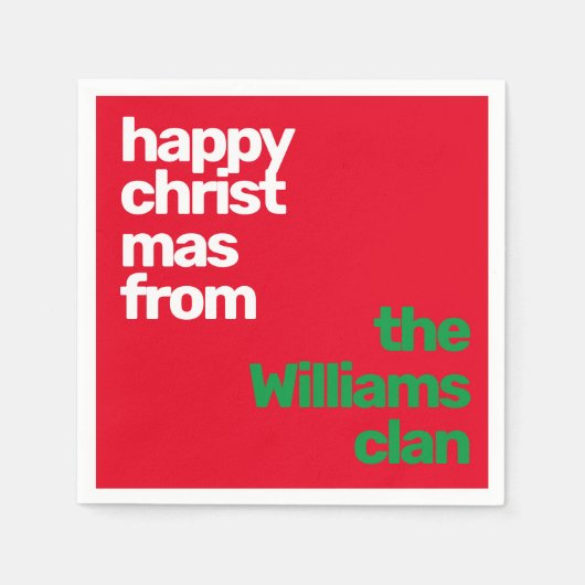 クリスマスミニマルシンプルパーティーモダン紙赤 スタンダードカクテルナプキン (正面)