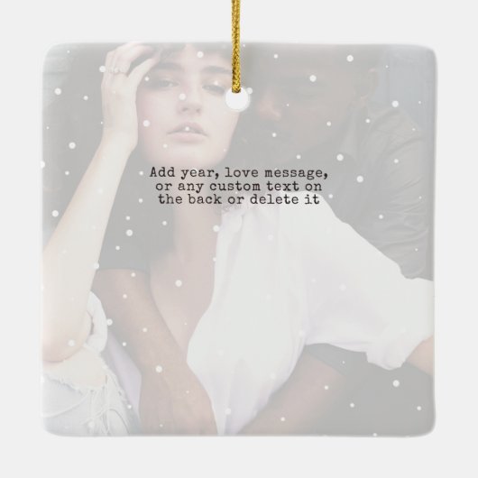 クリスマスミニマルタイプライター写真 セラミックオーナメント (裏面)