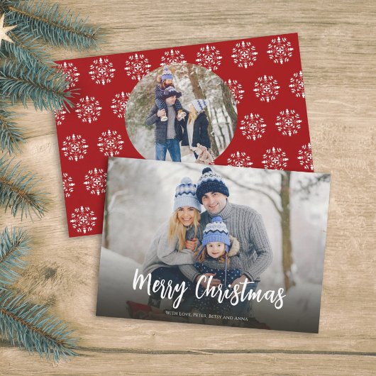 クリスマスミニマルレッドシンプルスクリプト2 Photo Winter シーズンカード