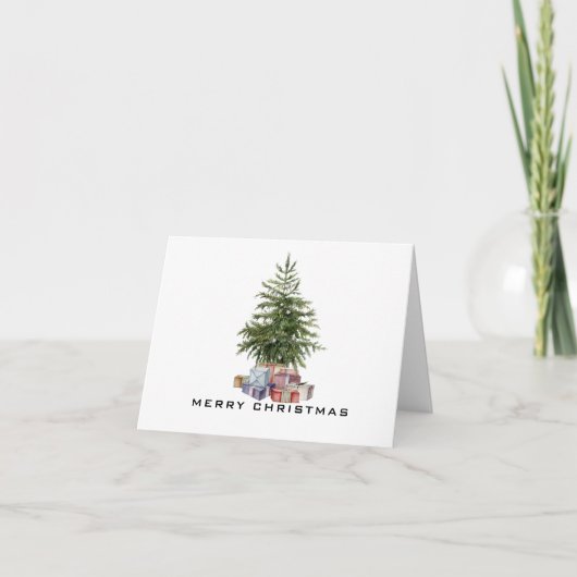 クリスマスミニマル伝統的の木メリークリスマス カード (正面)
