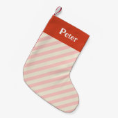 クリスマスミニマル対角線ストライプピンク スモールクリスマスストッキング (正面 (吊り時))