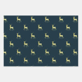 クリスマスミニマル金ゴールドトナカイ ラッピングペーパーシート (正面)