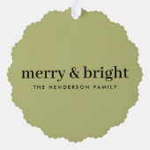 クリスマスミニマル |と明メリーるい写真オリーブ オーナメントカード (裏面)