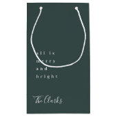 クリスマスミニマル |スカンジナビアの森林グリーンダーク スモールペーパーバッグ (裏面)