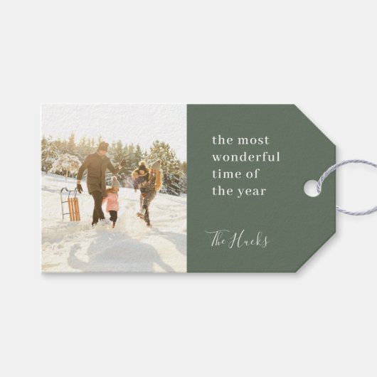 クリスマスミニマル |家族モダンスタイリッシュの写真 ギフトタグ (正面(横))
