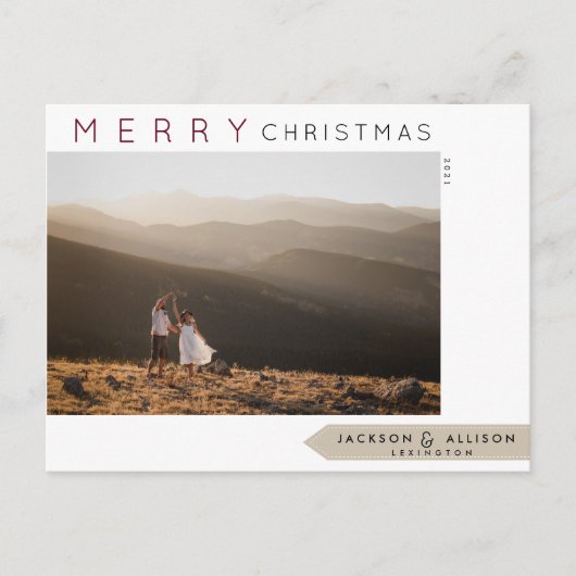 クリスマスミニマル |松の木とフォトカード ポストカード (正面)