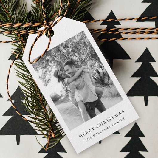 クリスマスミニマル |白シンプル黒の写真 ギフトタグ
