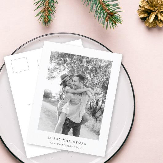 クリスマスミニマル |白シンプル黒の写真 シーズンポストカード